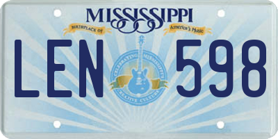 MS license plate LEN598