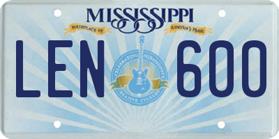 MS license plate LEN600