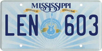 MS license plate LEN603