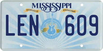 MS license plate LEN609