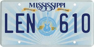 MS license plate LEN610