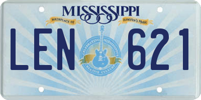 MS license plate LEN621