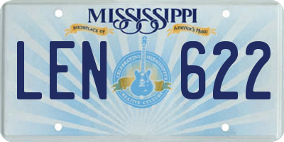 MS license plate LEN622