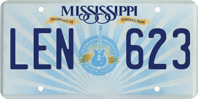 MS license plate LEN623