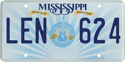 MS license plate LEN624