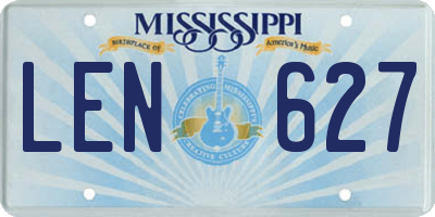 MS license plate LEN627