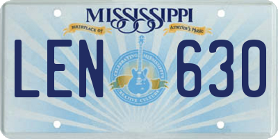 MS license plate LEN630