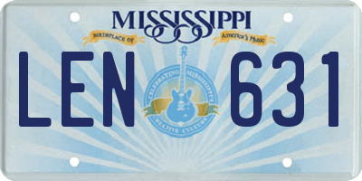MS license plate LEN631