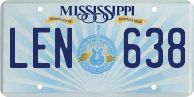 MS license plate LEN638