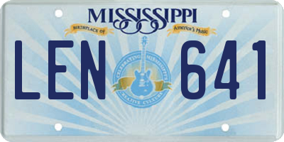 MS license plate LEN641