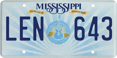 MS license plate LEN643