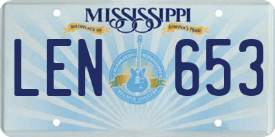 MS license plate LEN653