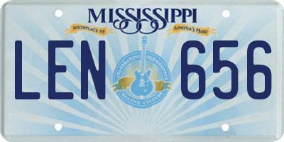 MS license plate LEN656
