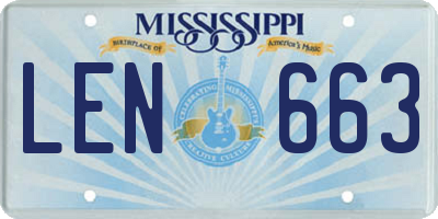 MS license plate LEN663