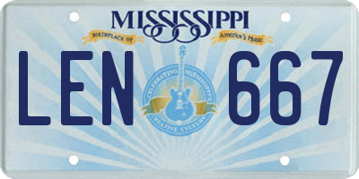 MS license plate LEN667