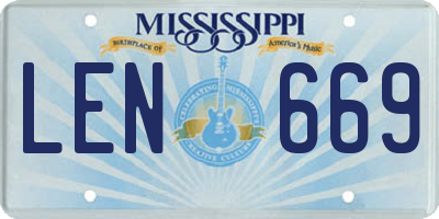 MS license plate LEN669