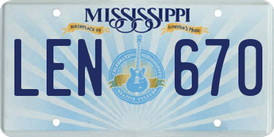 MS license plate LEN670