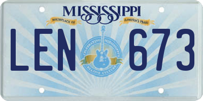 MS license plate LEN673