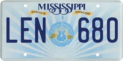 MS license plate LEN680