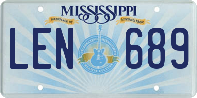 MS license plate LEN689