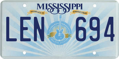 MS license plate LEN694