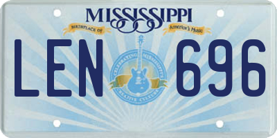 MS license plate LEN696