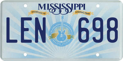 MS license plate LEN698