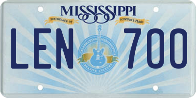MS license plate LEN700