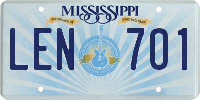 MS license plate LEN701