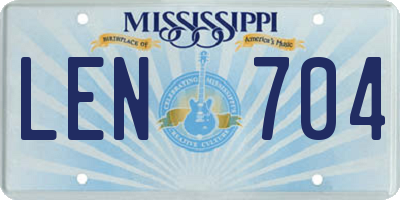 MS license plate LEN704