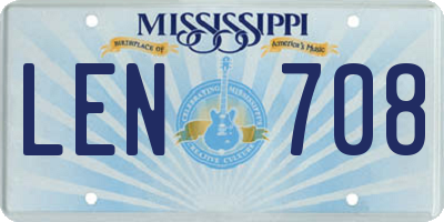 MS license plate LEN708