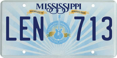 MS license plate LEN713