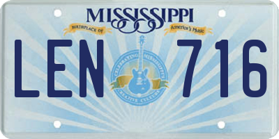 MS license plate LEN716