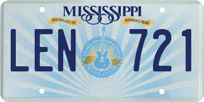 MS license plate LEN721