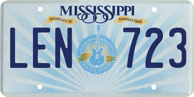 MS license plate LEN723