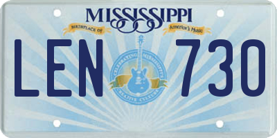 MS license plate LEN730