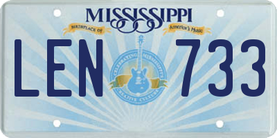 MS license plate LEN733