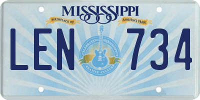 MS license plate LEN734