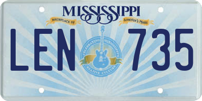 MS license plate LEN735