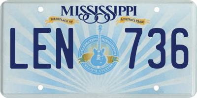MS license plate LEN736