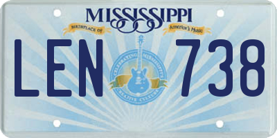 MS license plate LEN738
