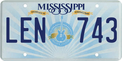 MS license plate LEN743