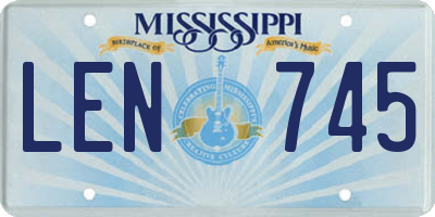 MS license plate LEN745