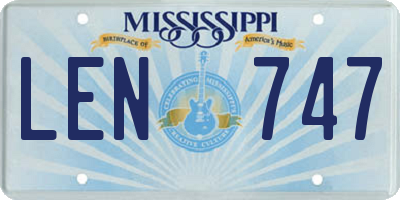 MS license plate LEN747