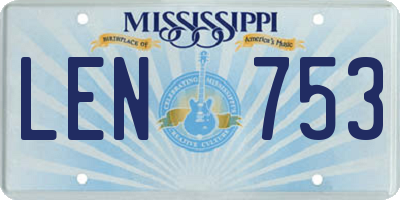 MS license plate LEN753