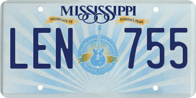 MS license plate LEN755