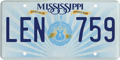 MS license plate LEN759