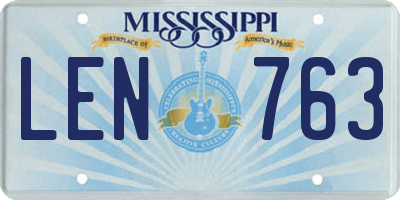 MS license plate LEN763