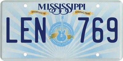 MS license plate LEN769