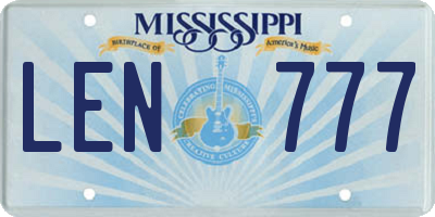 MS license plate LEN777